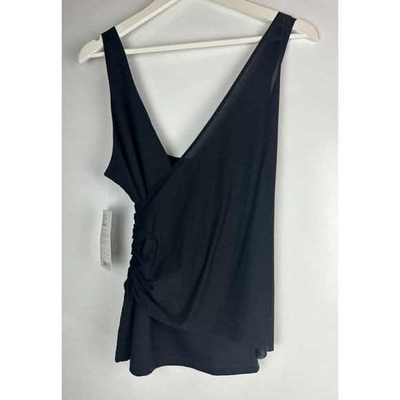 NWT Athleta Lotus Ruched Tank Top Black Stretch Wrap Fitted Compression Medium - Picture 10 of 11